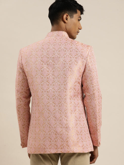 Men's Pink Ethnic Woven Jodhpuri